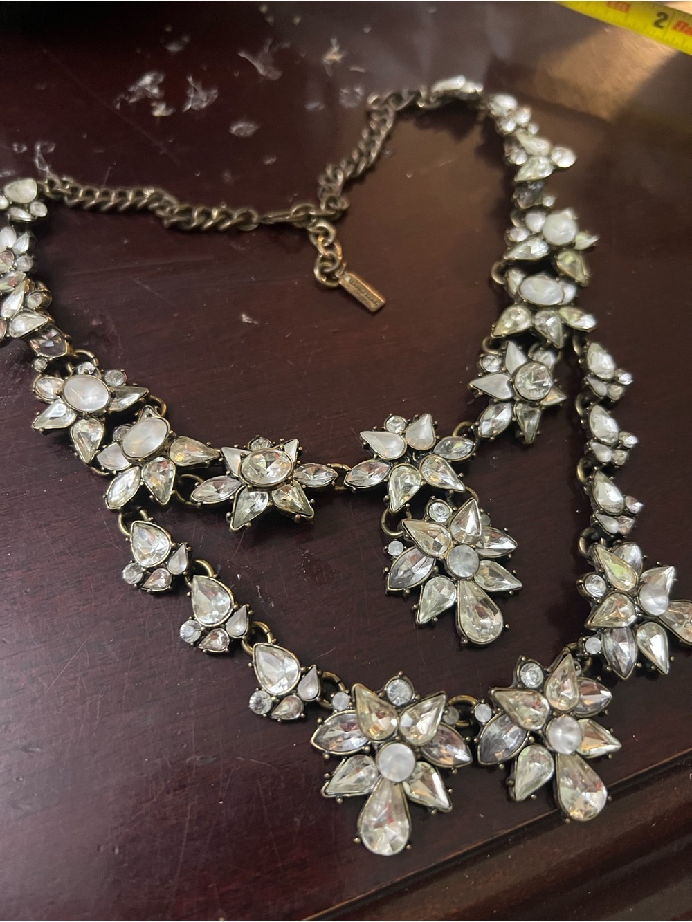 BaubleBar White Crystal Floral Bib Necklace
